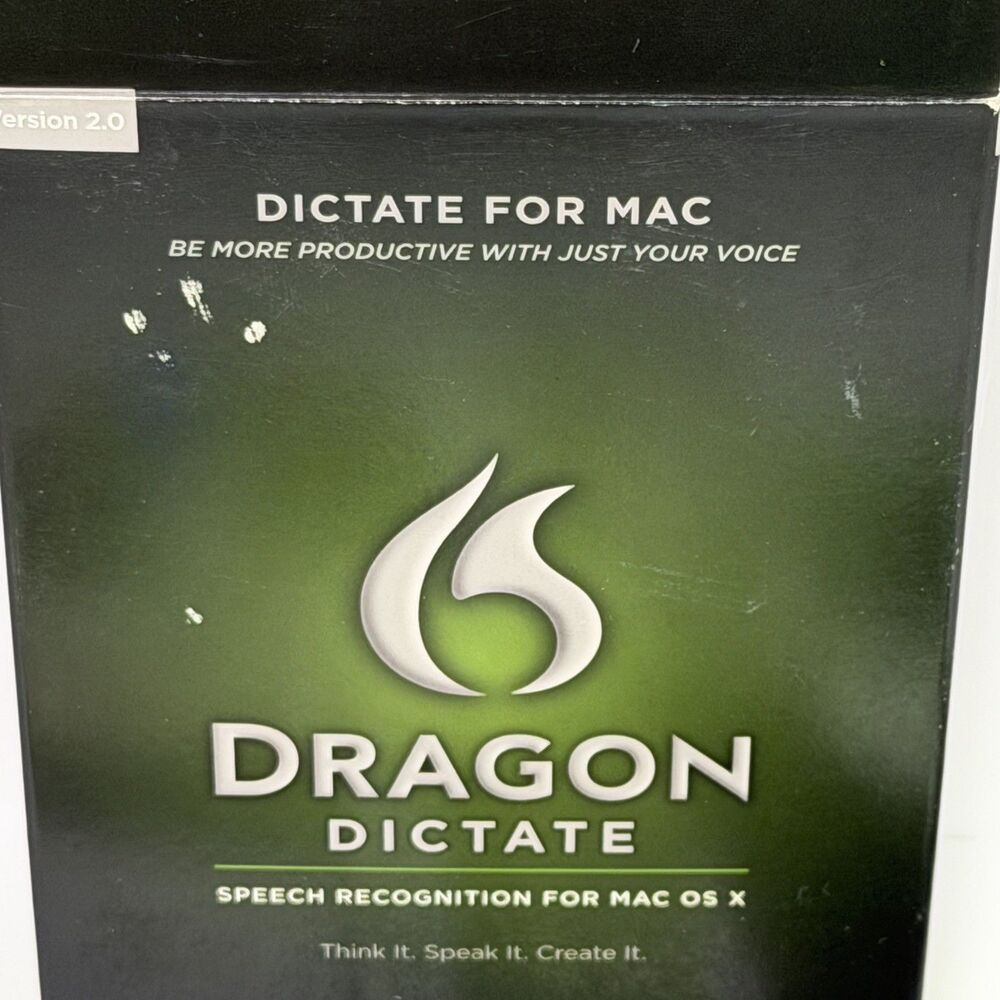 Nuance Dragon Dictate 2.0 Speech Recognition for Mac OS X Vintage HTF Software